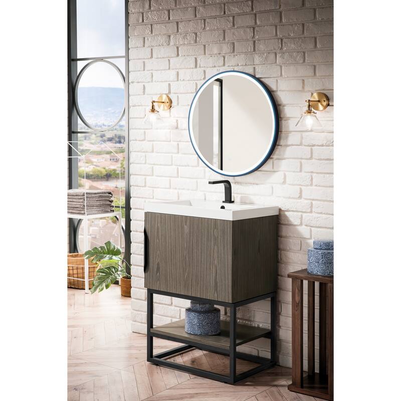 James Martin Vanities Columbia 24" Single Vanity, Ash Gray with White